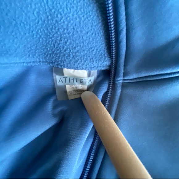 Athleta Full Zip Jacket Mock Neck Warm-Up Softshell Slate Blue Women’s Small - Picture 3 of 8